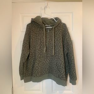 Leopard Print Quarter Zip Hoodie